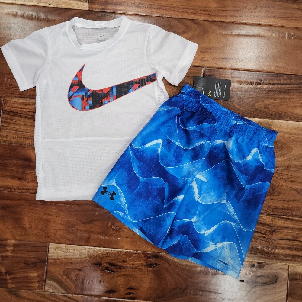 🆕️ Nike Tee  & Under Armour Swim Trunks